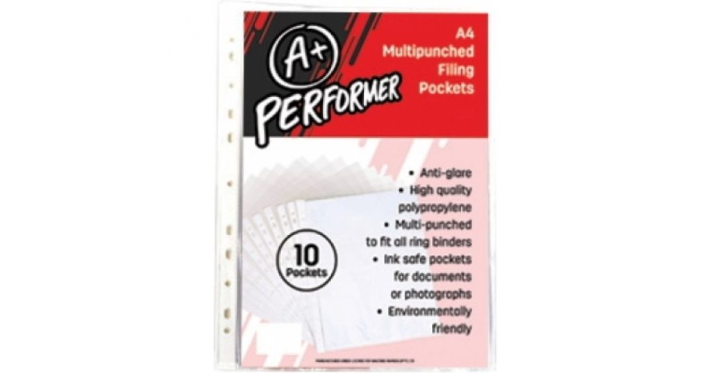 A+ PVC POCKETS A4 Pack10 40Mic*847158*