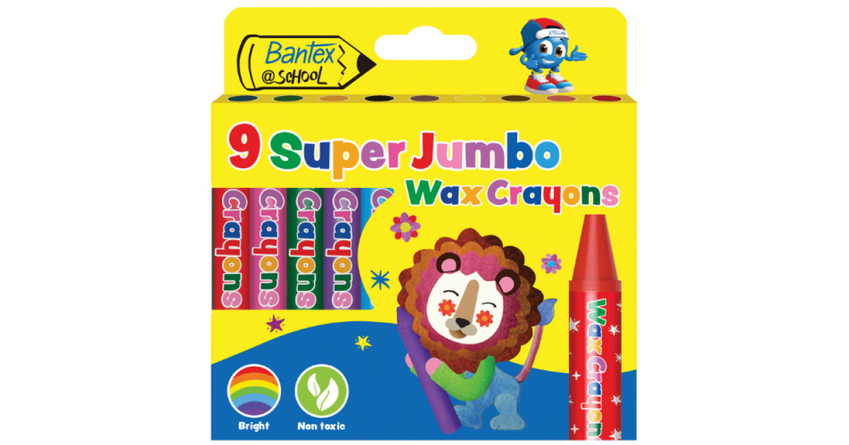 Bantex WAX CRAYONS Super Jumbo C9 14mm Pk9 (BKR972383)