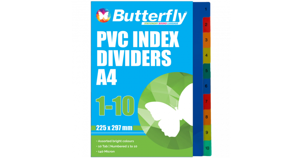 Butterfly DIVIDERS PVC 1-10 Numbered 140mic (FIL044)