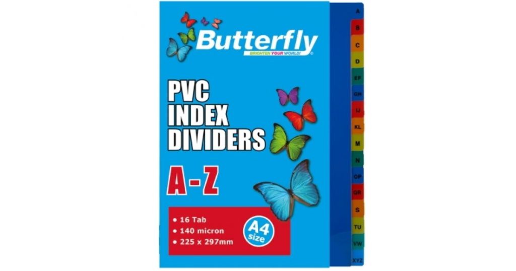 Butterfly DIVIDERS PVC A-Z Div16 140mic (FIL047)*34681*