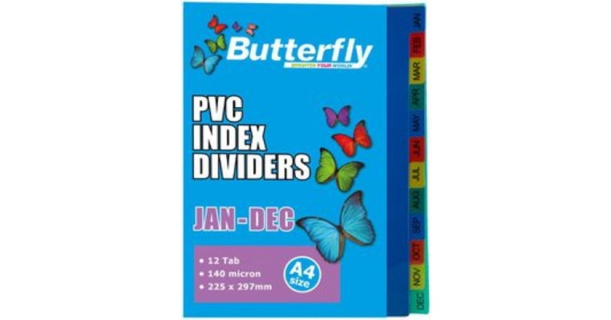 Butterfly DIVIDERS PVC Jan- Dec 140mic (FIL049)*34710*