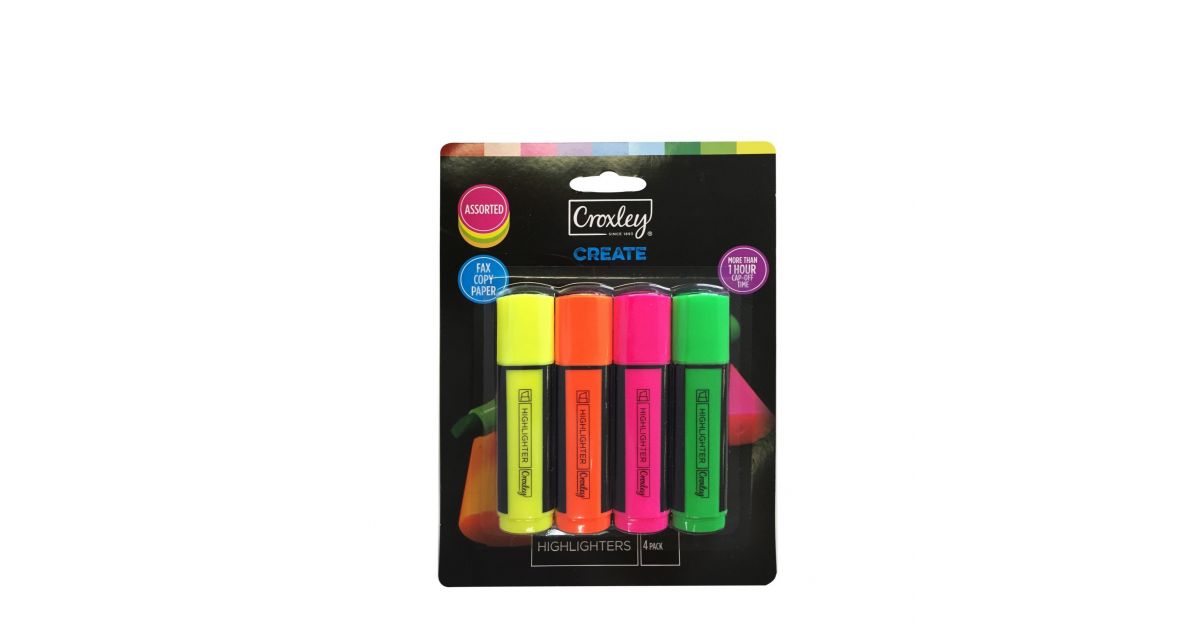 Croxley HIGHLIGHTERS Set4 Carded Asst (MAR1330)