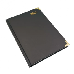 Diary 2025 A5 Page-A-Day Black & Gold Stone Des 8 (432905)