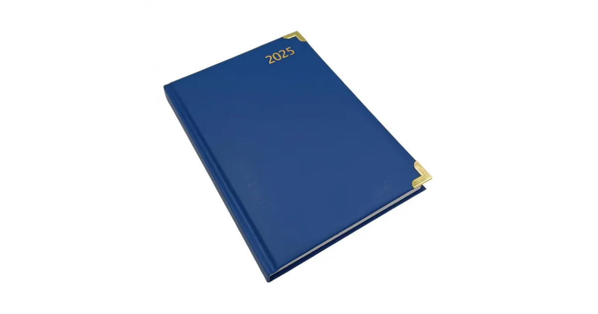 Diary 2025 A5 Page-A-Day Blue & Gold Marble Des 5 (432905)