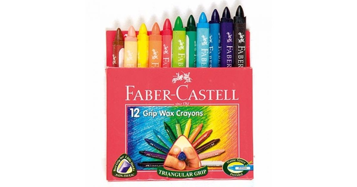 Faber Castell CRAYONS Triangular Grip Wax 12 (120090)*201137*