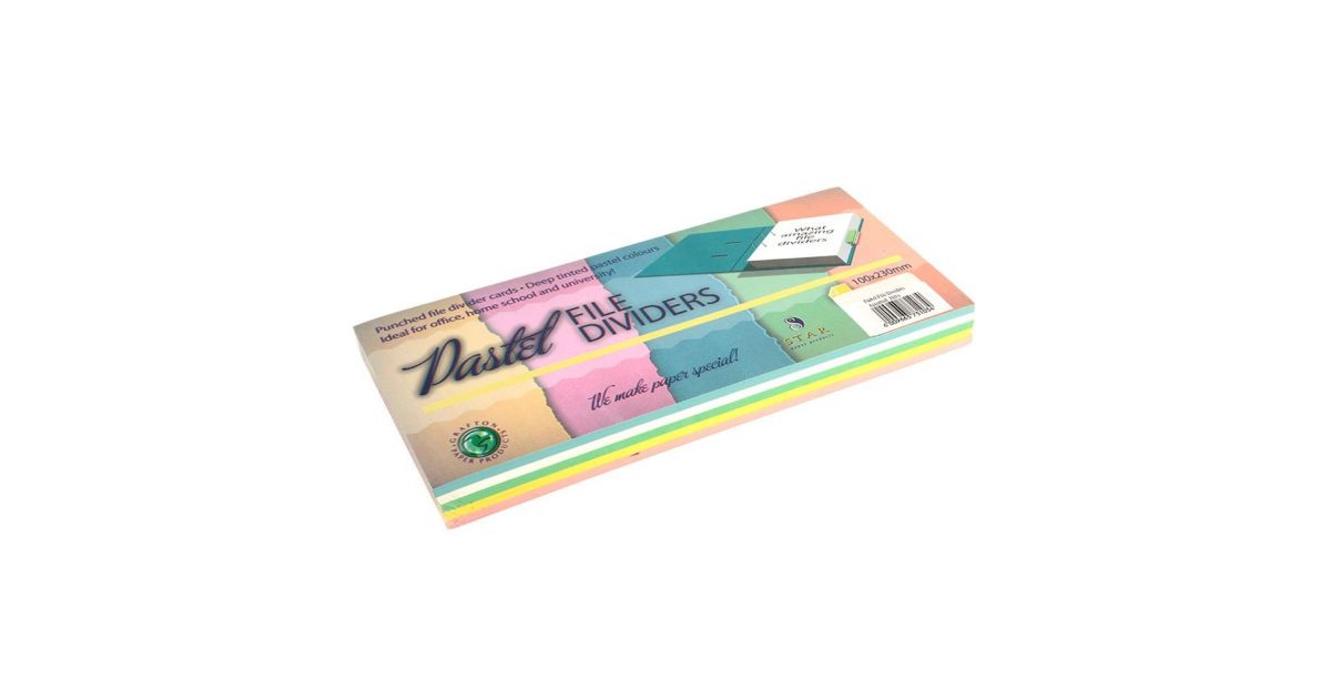 FILE DIVIDERS Pastel Mixed Pk100