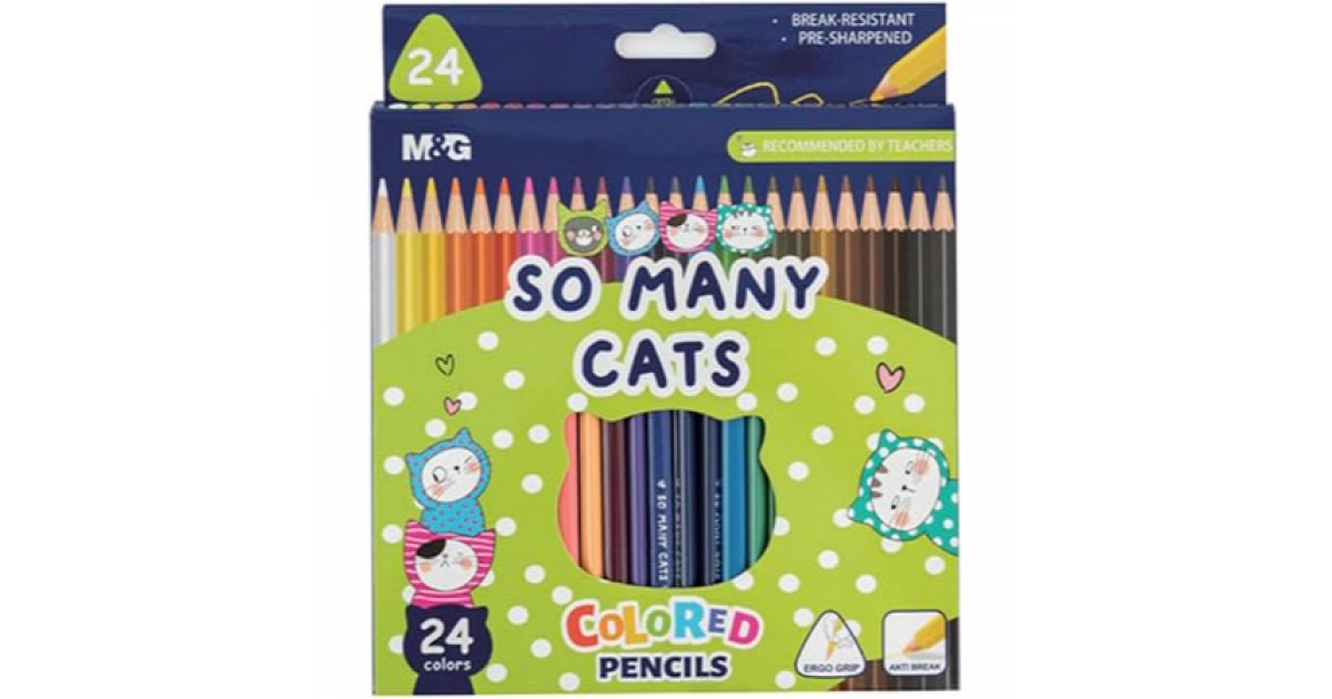 M&G Colour Pencils Cats Triangular Pk24 (343A2)
