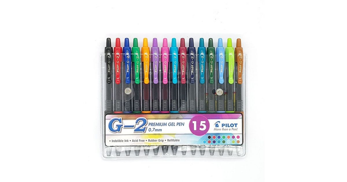 Pilot G-2 Pen Fine Retractable Set of 15 0.7mm