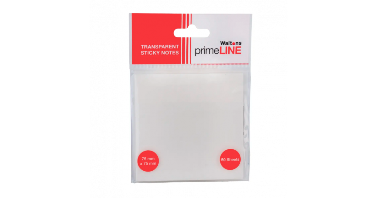 Primeline NOTES Sticky Transparent 50 Sheets 75X75mm
