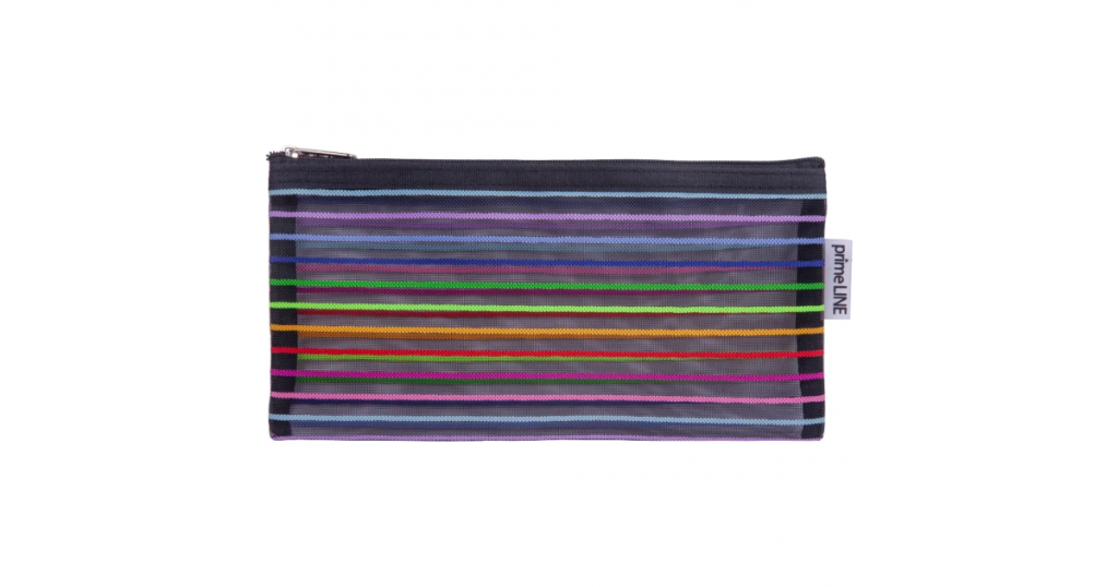 Primeline PENCIL BAG Mesh Luminous Stripes Front Pocket 23cm