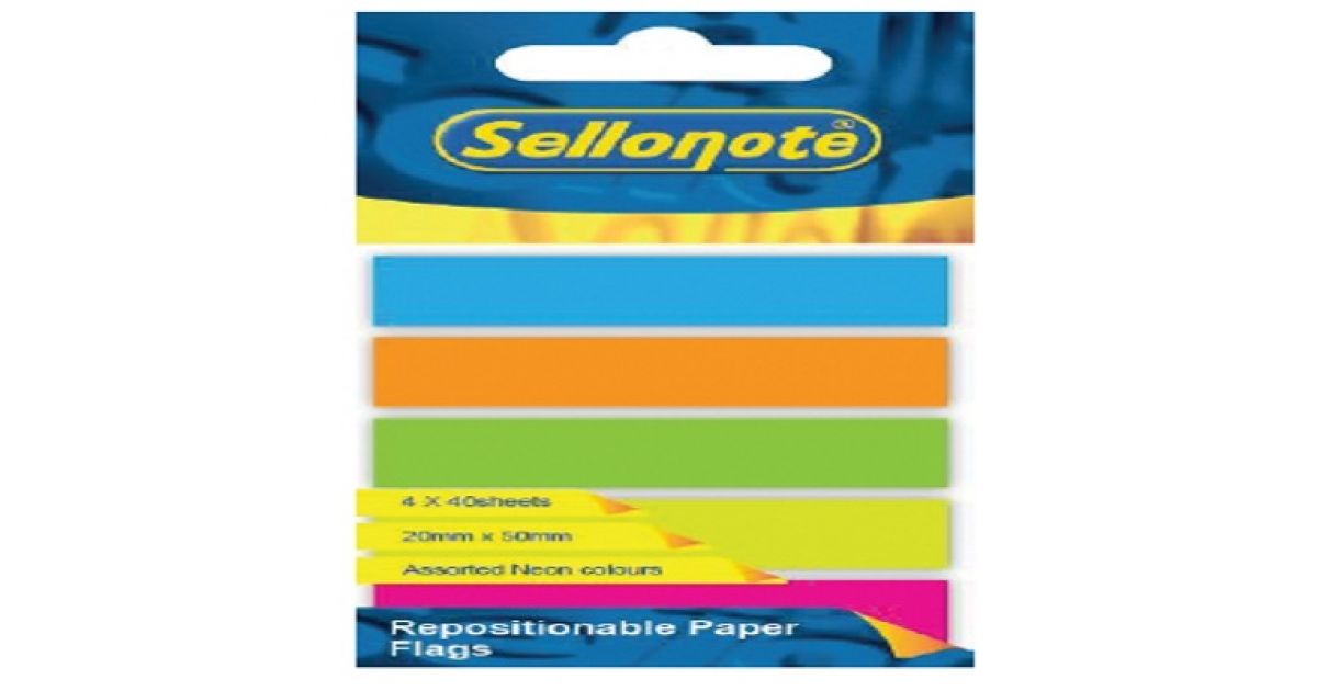 Sellonote PAPER FLAGS Repositionable 5 Asst Colours*211549*