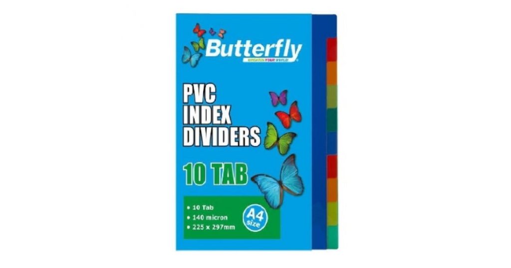 Butterfly DIVIDERS PVC 10 Tab 140mic (FIL041)*39041*