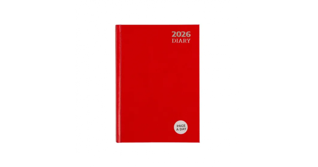 Diary 2026 A5 Page-A-Day Red Swirl Des 1 (432905)