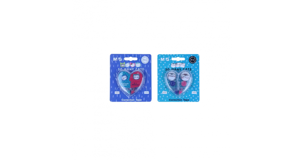 M&G Correction Tape Cats Heart Shape Pk2 (1257)
