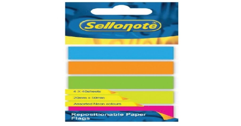 Sellonote PAPER FLAGS Repositionable 5 Asst Colours*211549*