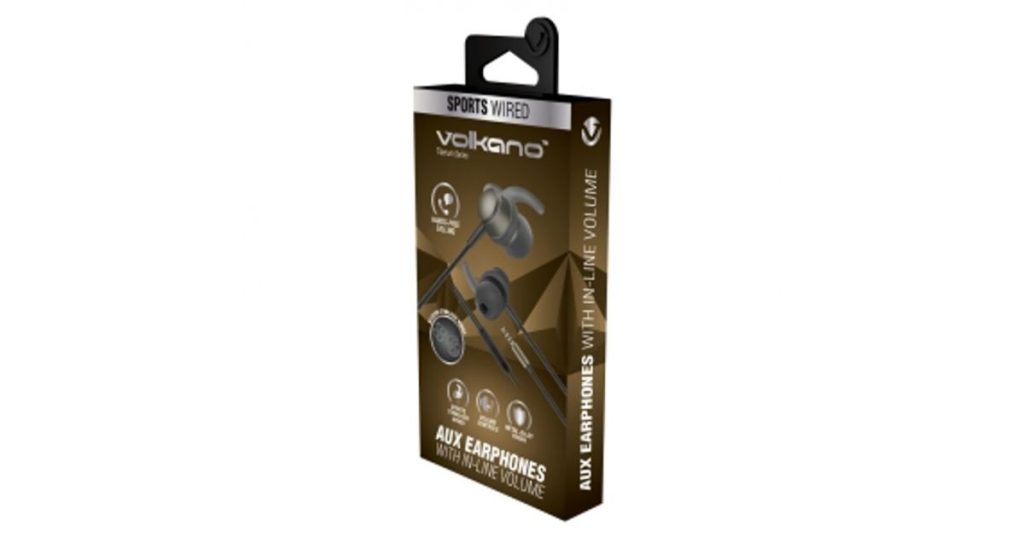 Volkano Titanium Earphones Aux with Mic Gun Metal VK-1003-GM