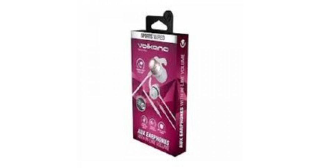 Volkano Titanium Earphones Aux With Mic Rose Gold VK-1003-RG