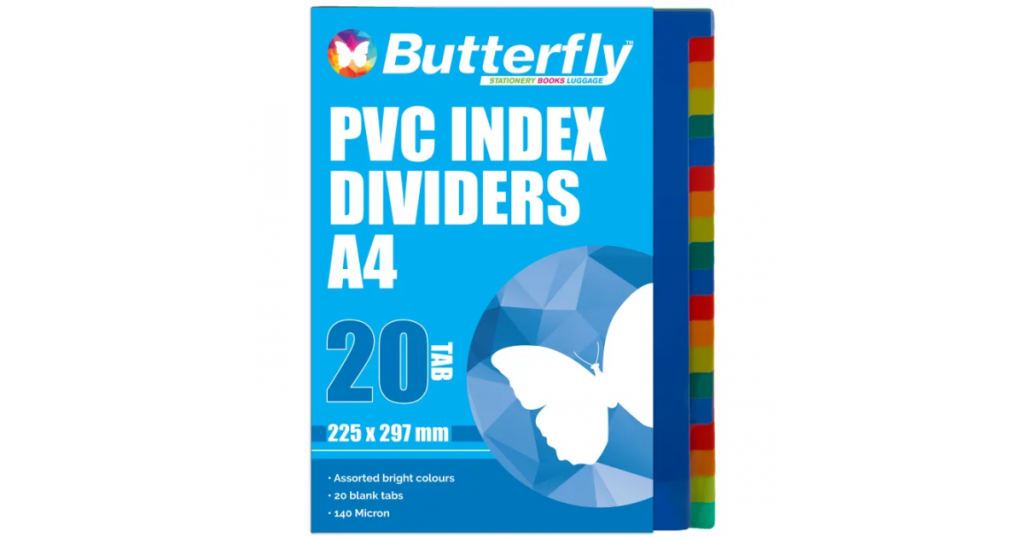 Butterfly DIVIDERS PVC 20 Tab 140mic (FIL042)