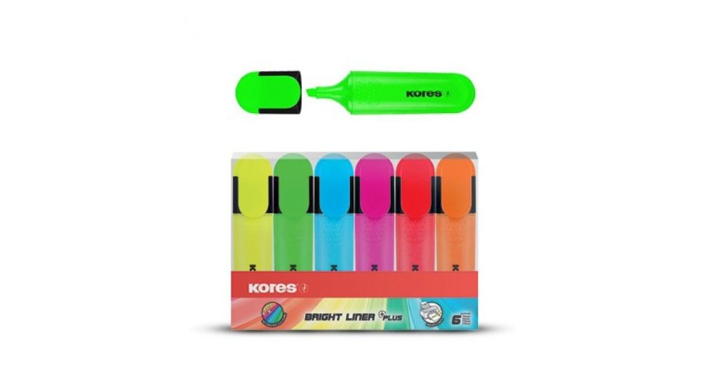Kores BRIGHT LINER PLUS Chisel Tip Neon Set6 (36160)*104653*