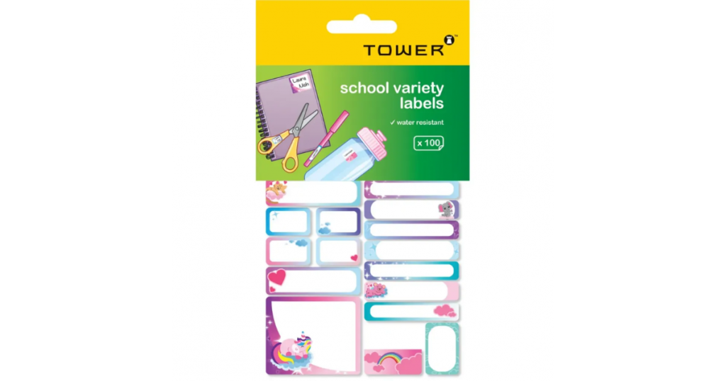 Tower NAME LABELS Girls Unicorn Variety Pk100