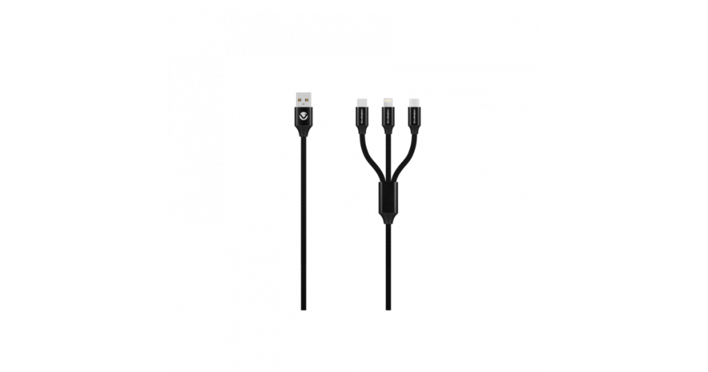 Volkano On The Go 3-In-1 Braided Cable (VK-PDQ004-BK)