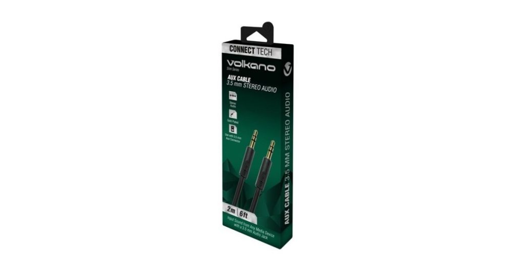 Volkano Slim AUX Cable 3.5mm Aux 2m Black (CAB348-BK)*102012*