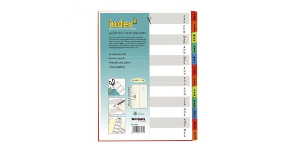Waltons Primeline Poly Prop Index Set Jan-Dec*841266*