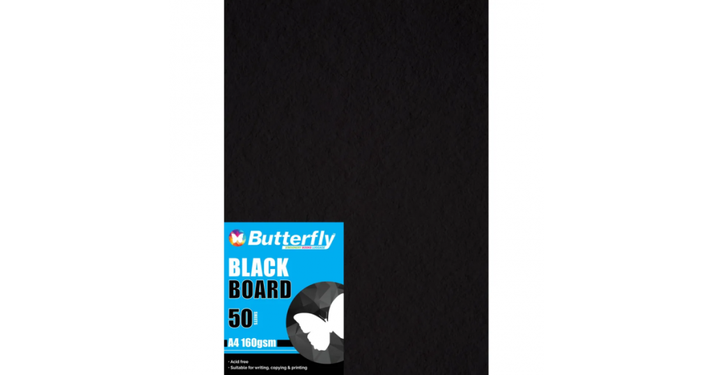 Butterfly BOARD A4 Black 160gsm Pk50 (BRD003BLK)