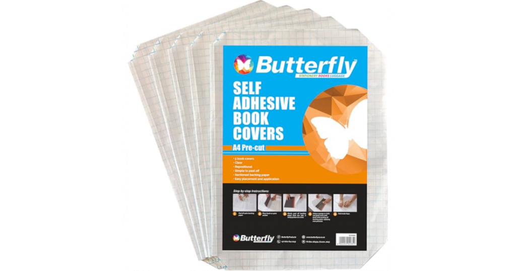 Butterfly BOOKCOVER A4 Clear Adhesive Pre-Cut 70Mic Pk5 084