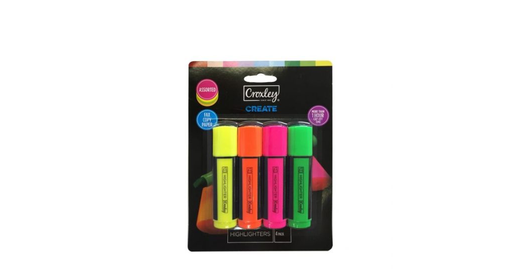 Croxley HIGHLIGHTERS Set4 Carded Asst (MAR1330)