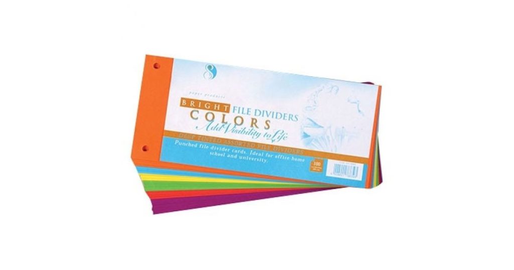 FILE DIVIDERS Bright Mixed Pk100