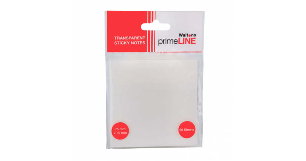 Primeline NOTES Sticky Transparent 50 Sheets 75X75mm