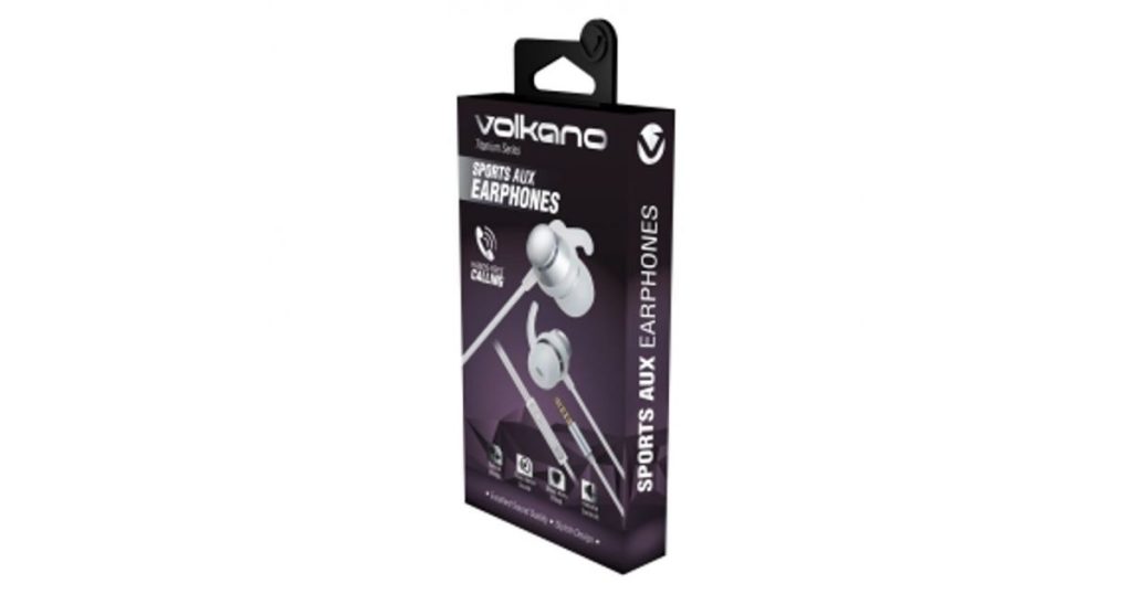 Volkano Titanium Earphones Aux With Mic Silver (VK-1003-SL)